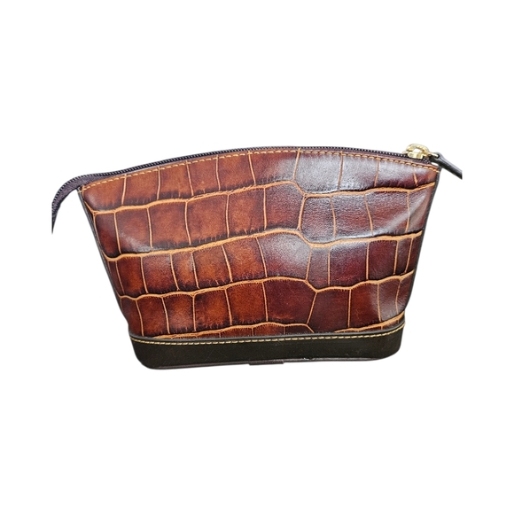 Dooney & Bourke Brown Croc-Embossed Vintage Cosmetic Pouch - RETIRED - Picture 2 of 4